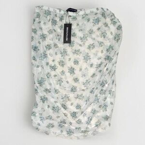 PrettyLittleThing NWT White Ditsy Floral Ruched Mesh Mini Beach Skirt